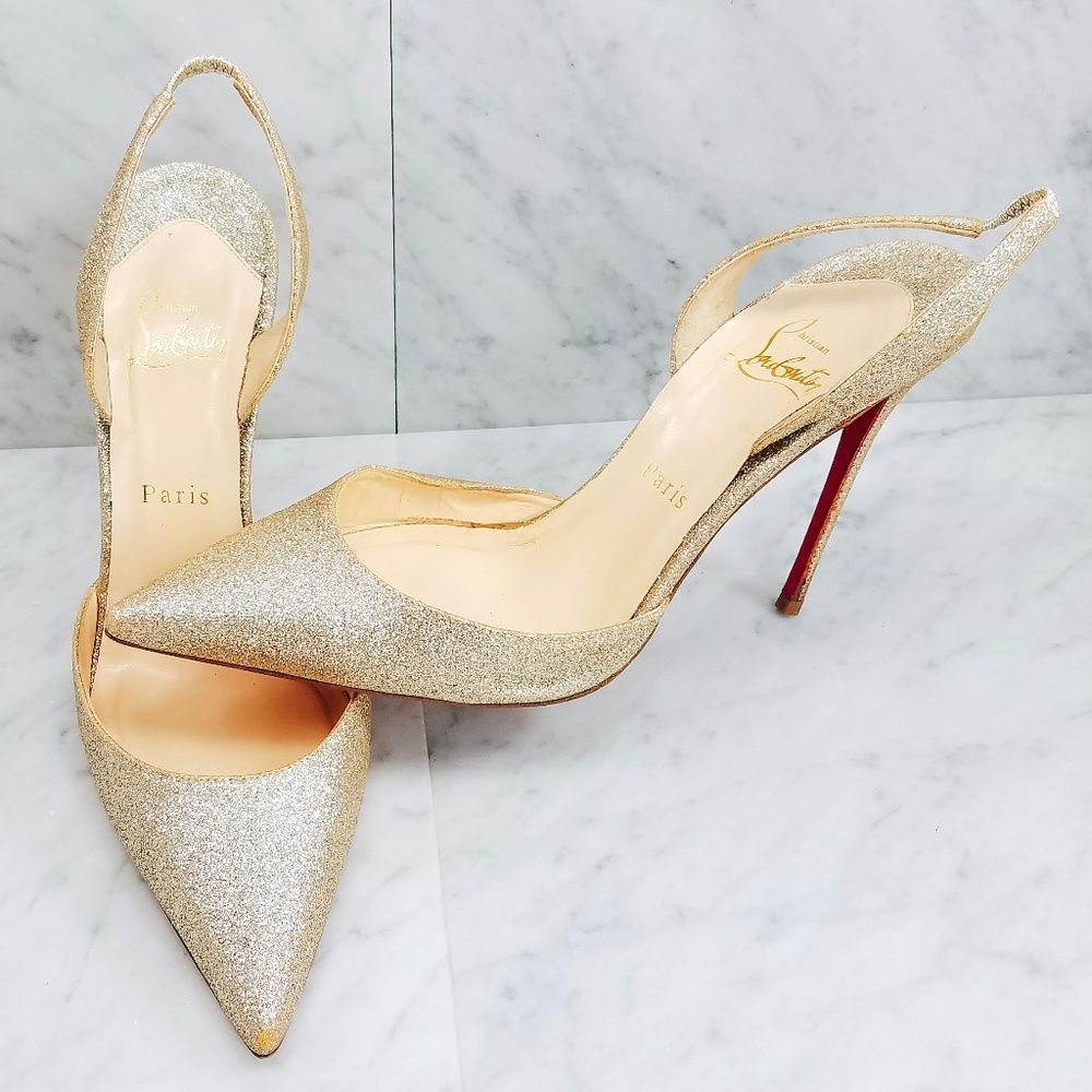 Christian Louboutin Ever Glitter Slingback Platine